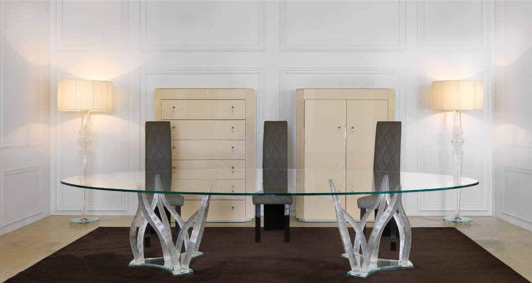 Mesa de comedor / moderna / de vidrio / redonda flambe' by ... Mesas de comedor redondas modernas