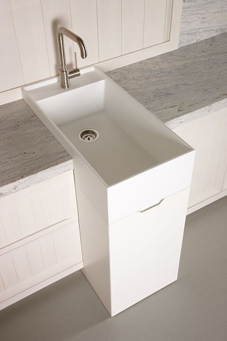 Cocina moderna / de acero / de madera / de corian® blanco nata ...