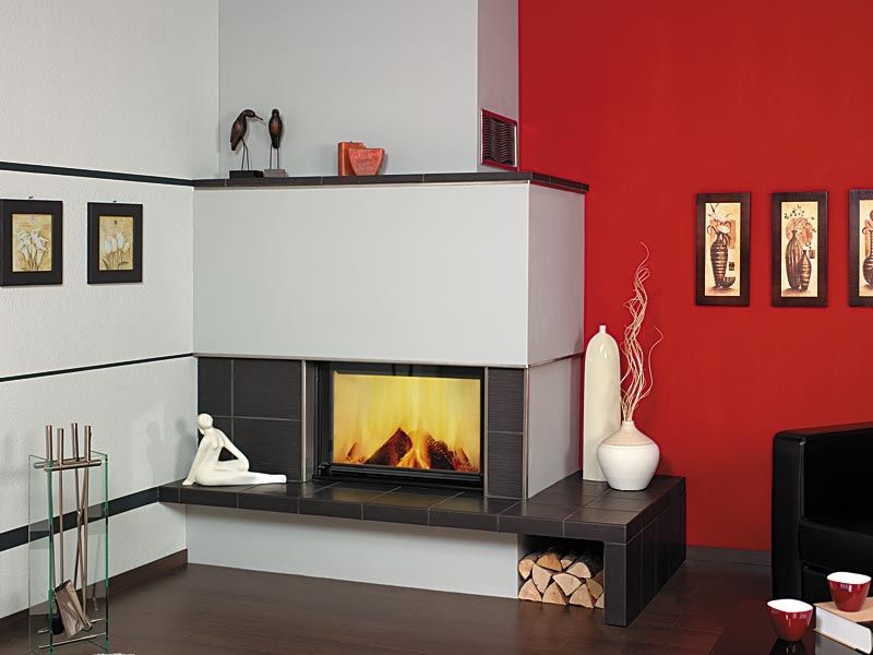 Chimenea de leña / moderna / hogar cerrado / de esquina 3/188.0 ... En chimenea Esquina diseño