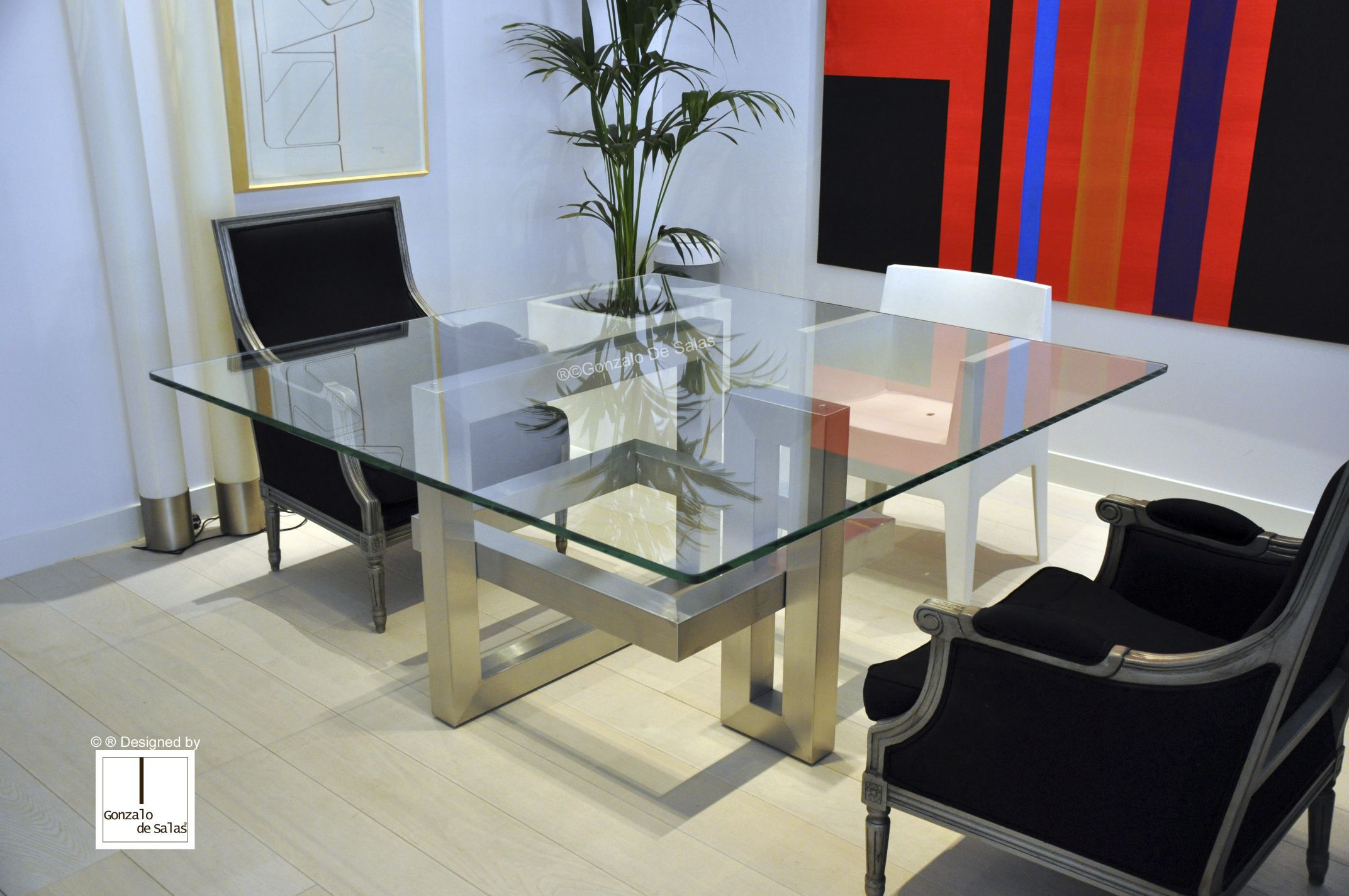 Mesa de comedor moderna / de vidrio / de metal pintado / de hierro ... Mesa de comedor moderna / de vidrio / de metal pintado / de hierro ...