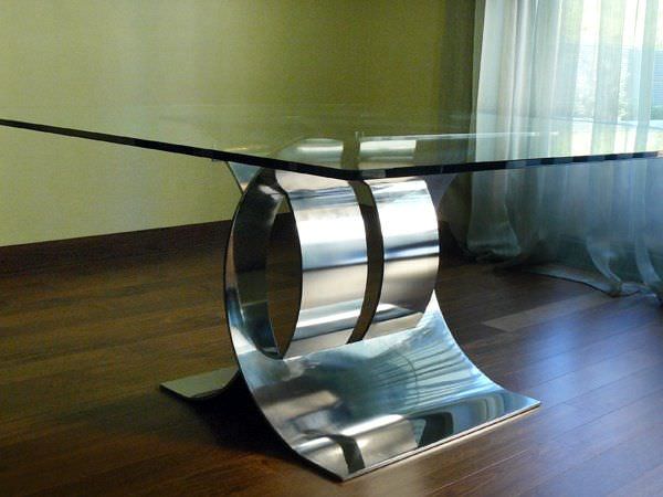 Mesa de comedor / de diseño original / de vidrio / de acero ... Vidrio comedor diseño