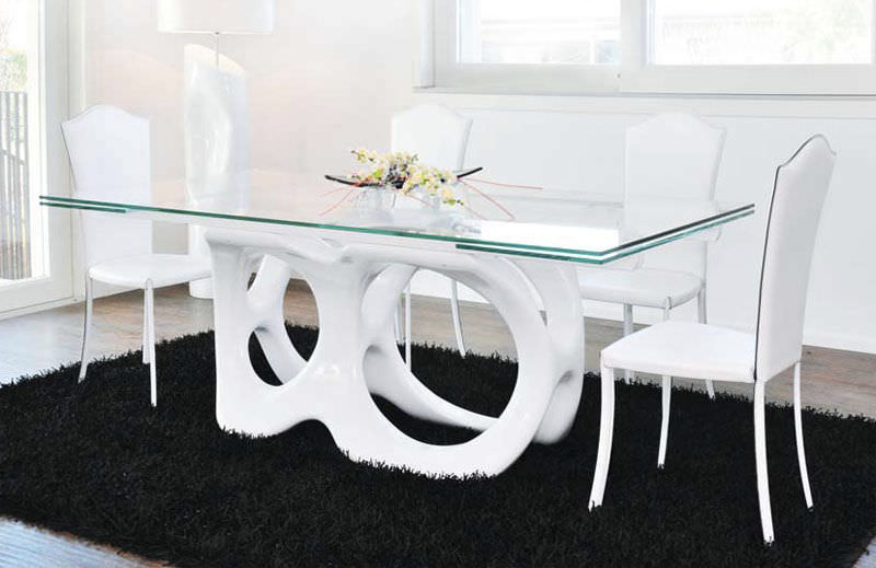 Mesa de comedor / de diseño original / de vidrio templado / de ...