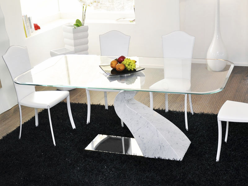 Mesa de comedor / de diseño original / de mármol / de vidrio ... Vidrio comedor diseño