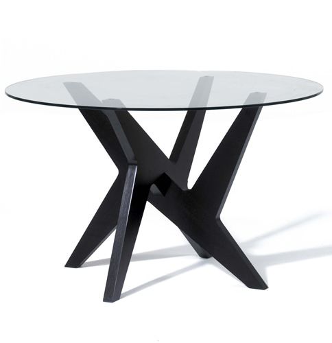 Mesa de comedor / moderna / de vidrio / de roble cross side by ...