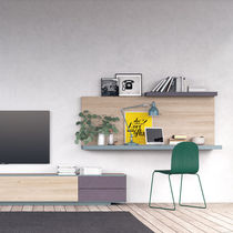 Escritorio de madera / moderno / con estantes...