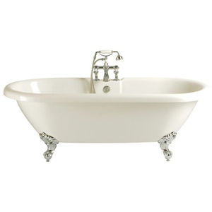 bañera con patas / ovalada / de fibra acrílica / doble