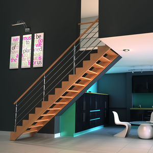 escalera recta / con peldaños de madera / estructura de madera / sin contrahuellas