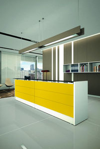mostrador de recepción de esquina / de madera lacada / laminado