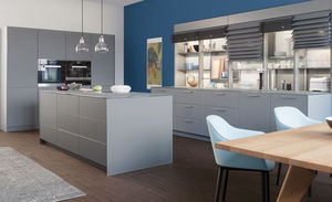 cocina moderna / de madera / de cristal / con isla