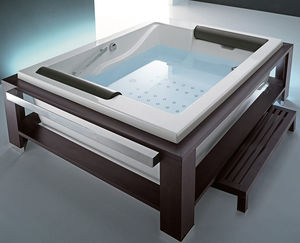 bañera con patas / de madera / de fibra acrílica / doble