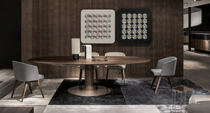 mesa de comedor moderna / de madera / de metal / rectangular
