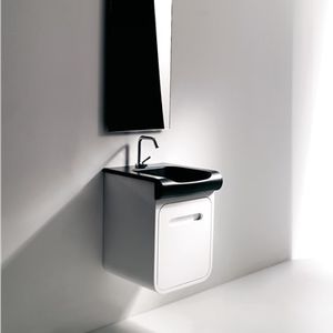 lavabo semiencastrado / rectangular / de cerámica / moderno