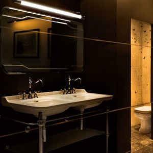 lavabo doble / sobre encimera / rectangular / de cerámica