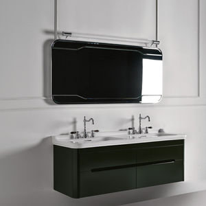 mueble de lavabo doble / suspendido / de madera / moderno