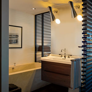 mueble de lavabo suspendido / de madera / moderno