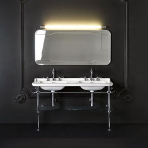 mueble de lavabo doble / de pie / de metal / moderno