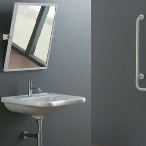 lavabo suspendido / de cerámica / moderno / para personas con movilidad reducida