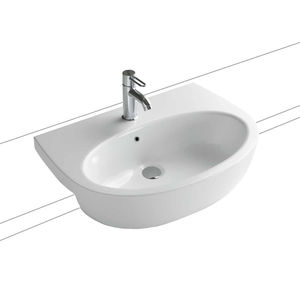 lavabo semiencastrado / ovalado / de cerámica / moderno