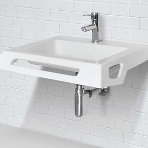lavabo suspendido / rectangular / de mineral compuesto / moderno