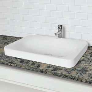lavabo semiencastrado / rectangular / de cerámica / moderno