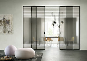 puerta corredera / de aluminio / acristalada