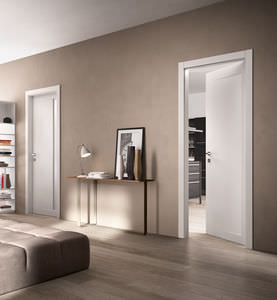 puerta de interior / abatible / de madera / semividriada