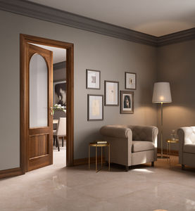 puerta de interior / abatible / de madera / semividriada