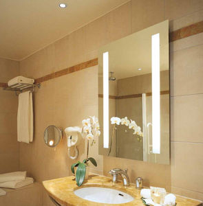 espejo para baño de pared / con luz LED / moderno / rectangular