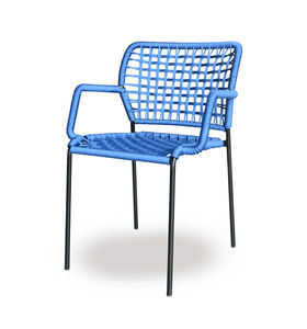 silla moderna / tapizada / con reposabrazos / de acero pintado