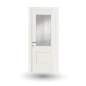 puerta de interior / abatible / de madera / semividriada
