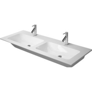lavabo doble / encastrable / rectangular / de cerámica