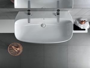 lavabo suspendido / de cerámica / moderno