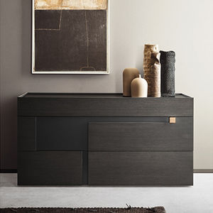 cómoda moderna / de madera lacada / marrón / gris