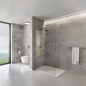 mampara de ducha fija / de esquina / de vidrio / para uso residencial