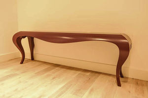 consola de diseño original / de madera lacada / de chapa de madera / de madera tintada