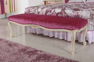banco para pie de cama de estilo Luis XV / de madera / de tejido / para hotel