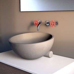 lavabo sobre encimera / redondo / de hormigón / moderno