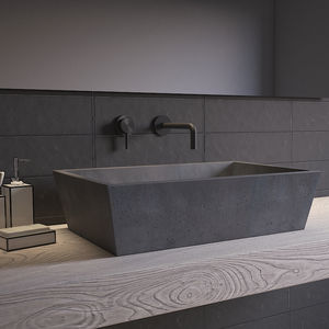 lavabo sobre encimera / rectangular / de hormigón / moderno