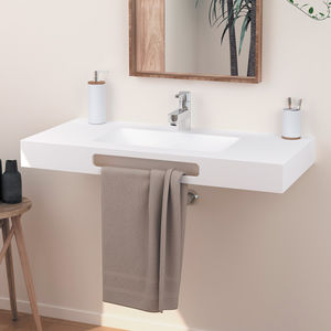 lavabo suspendido / rectangular / de mineral compuesto / moderno