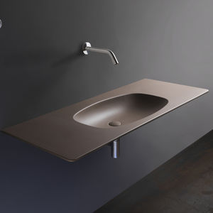 lavabo suspendido / rectangular / de cerámica / moderno