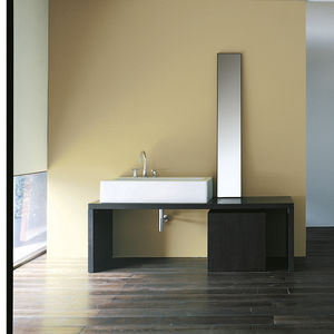 lavabo sobre encimera / rectangular / de cerámica / moderno