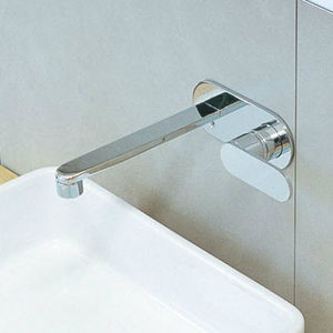 grifo monomando para lavabo / de pared / de metal cromado / de latón