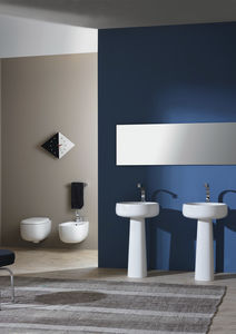 lavabo de pie / redondo / de cerámica / moderno