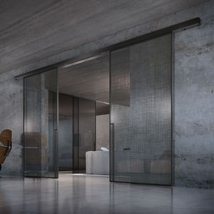 puerta de interior / corredera / de vidrio / doble