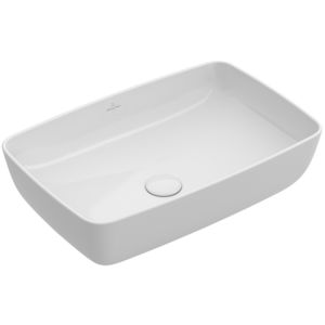 lavabo sobre encimera / rectangular / de cerámica / moderno