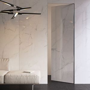 puerta abatible / de aluminio / interior / a ras