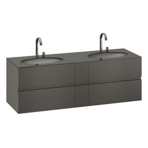 mueble de lavabo doble / suspendido / de MDF / de vidrio