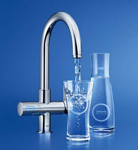 grifo monomando de metal cromado / para cocina / con 1 orificio / con purificador de agua