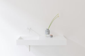 lavabo doble / suspendido / rectangular / de Hi-macs®