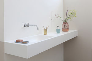 lavabo doble / suspendido / rectangular / de madera